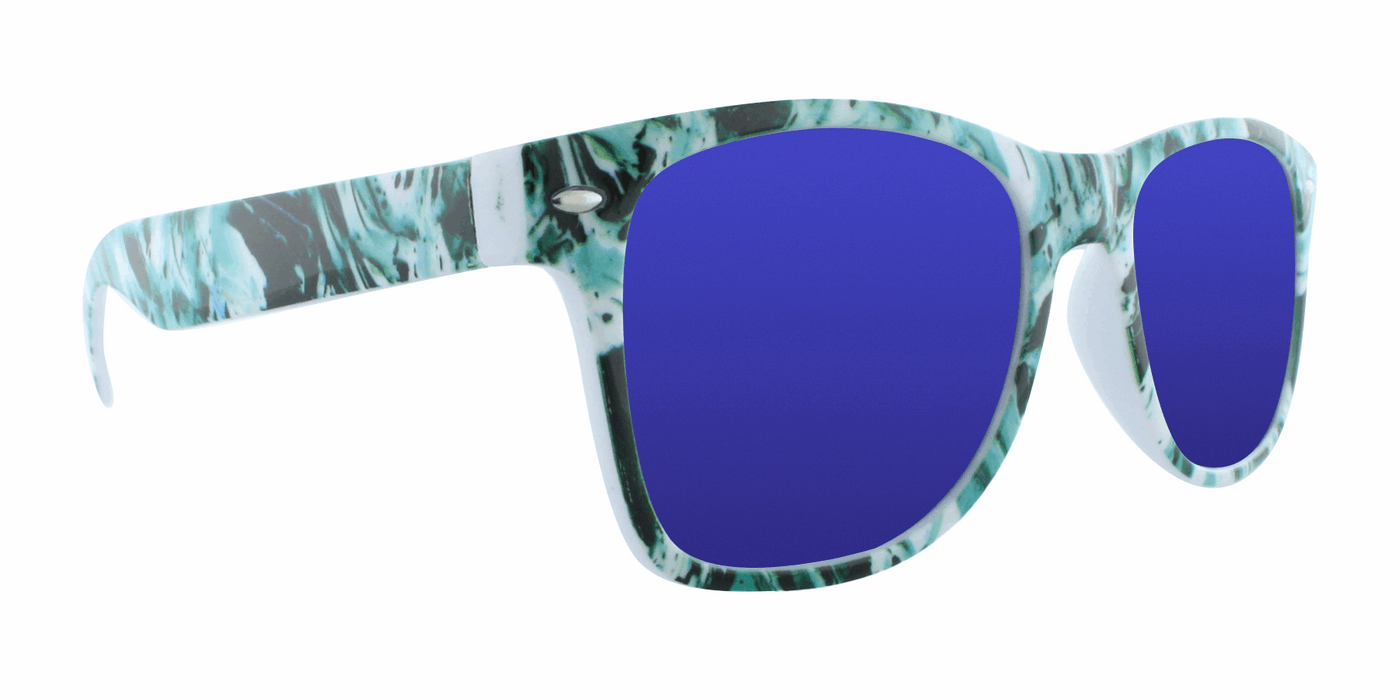 Ripple - Polarized Retro Print Green Marble (Blue Mirror)