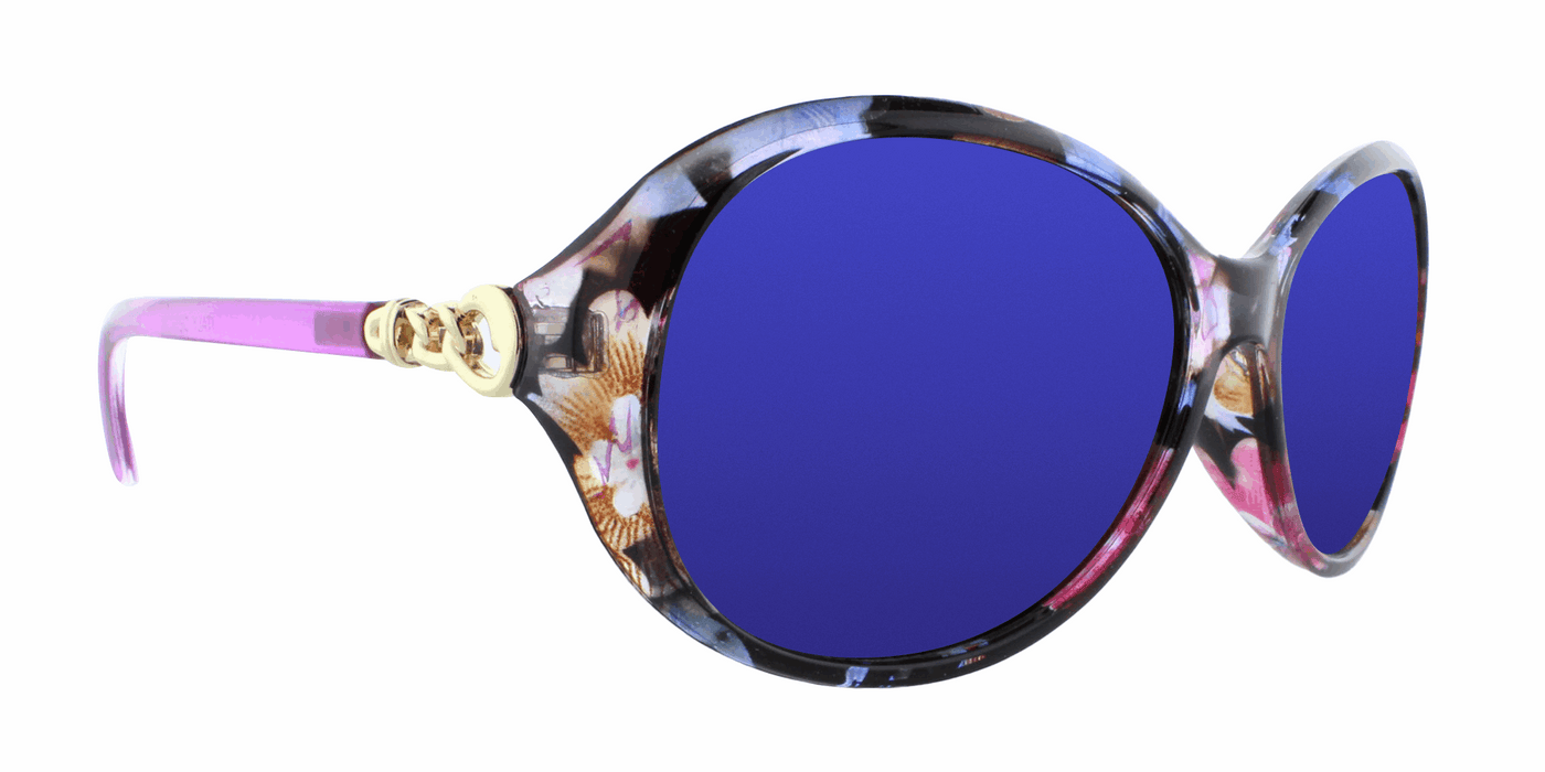 Haylea - Polarized Polished Fashion with Metal Accents Purple Floral (Blue Mirror)