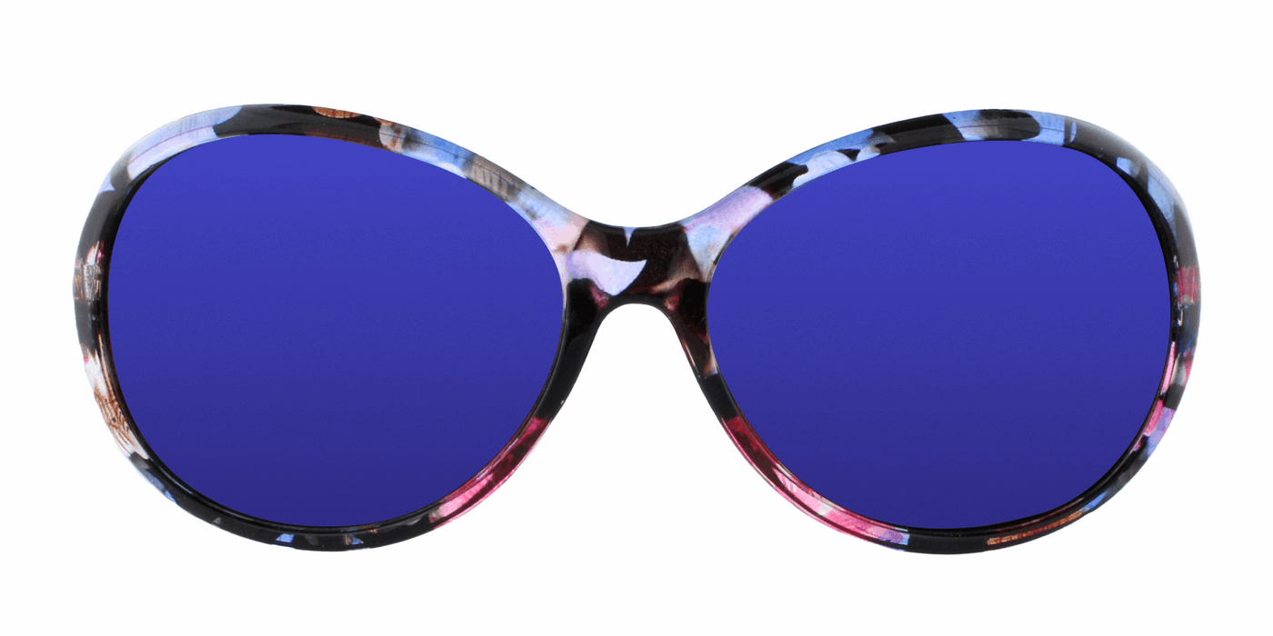 Haylea - Polished Fashion with Metal Accents Purple Floral (Blue Mirror)