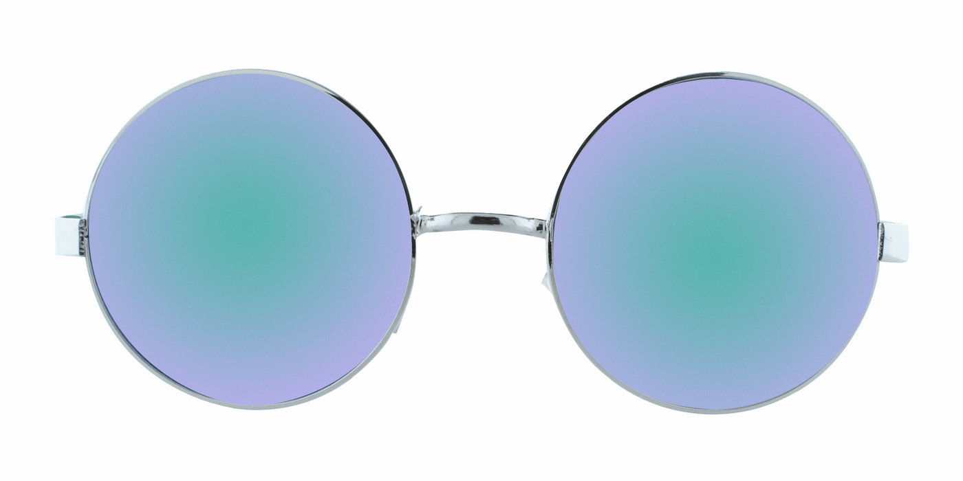 Dusk - Round Fashion Aviator Mint & Silver (Aquamarine Mirror)