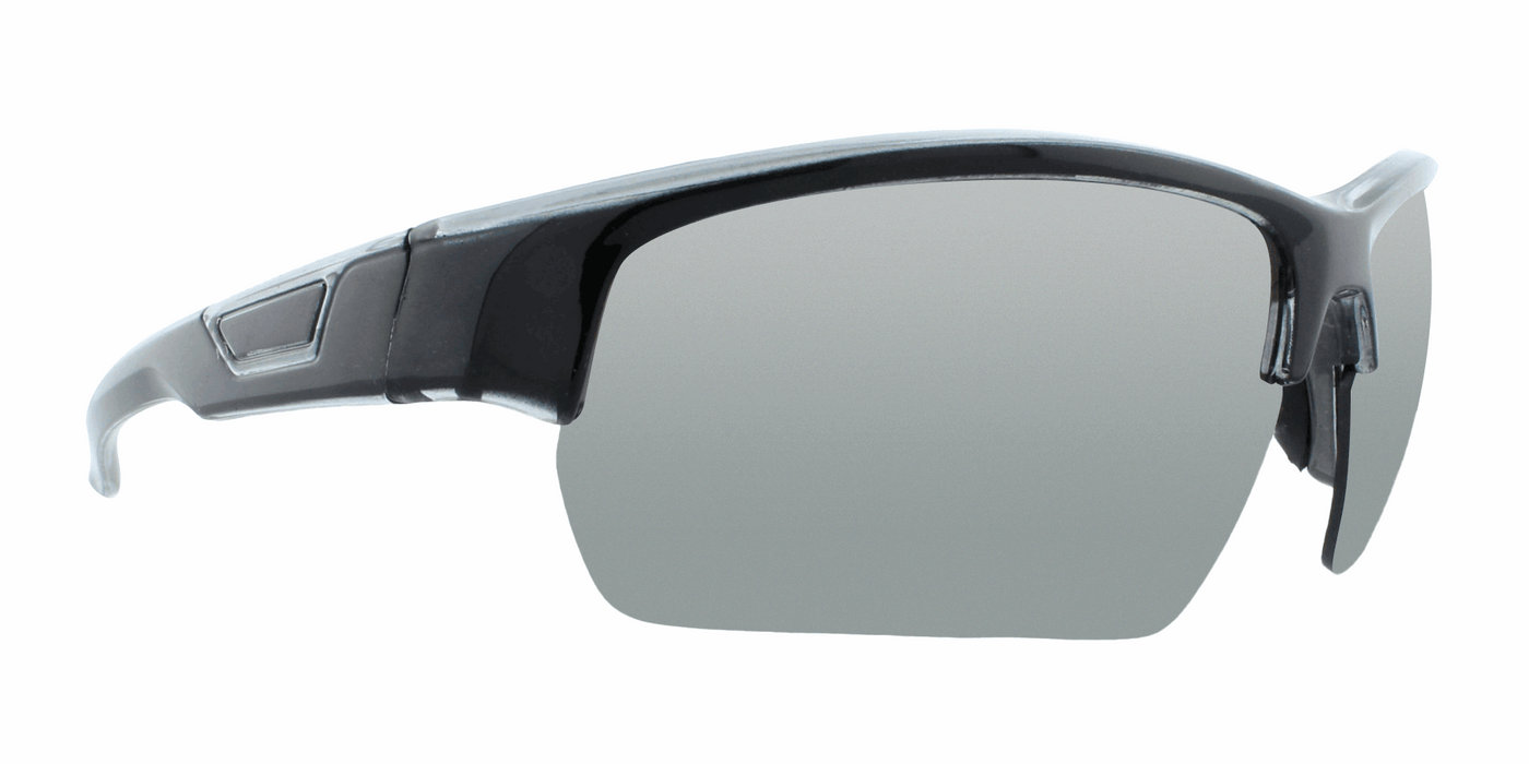 Tanner - Polarized Colorful Sports Half-Rim Black & Charcoal Translucent (Silver Mirror)