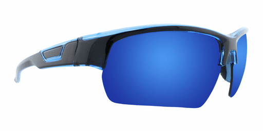 Tanner - Colorful Sports Half-Rim Black & Blue Translucent (Ice Blue Mirror)