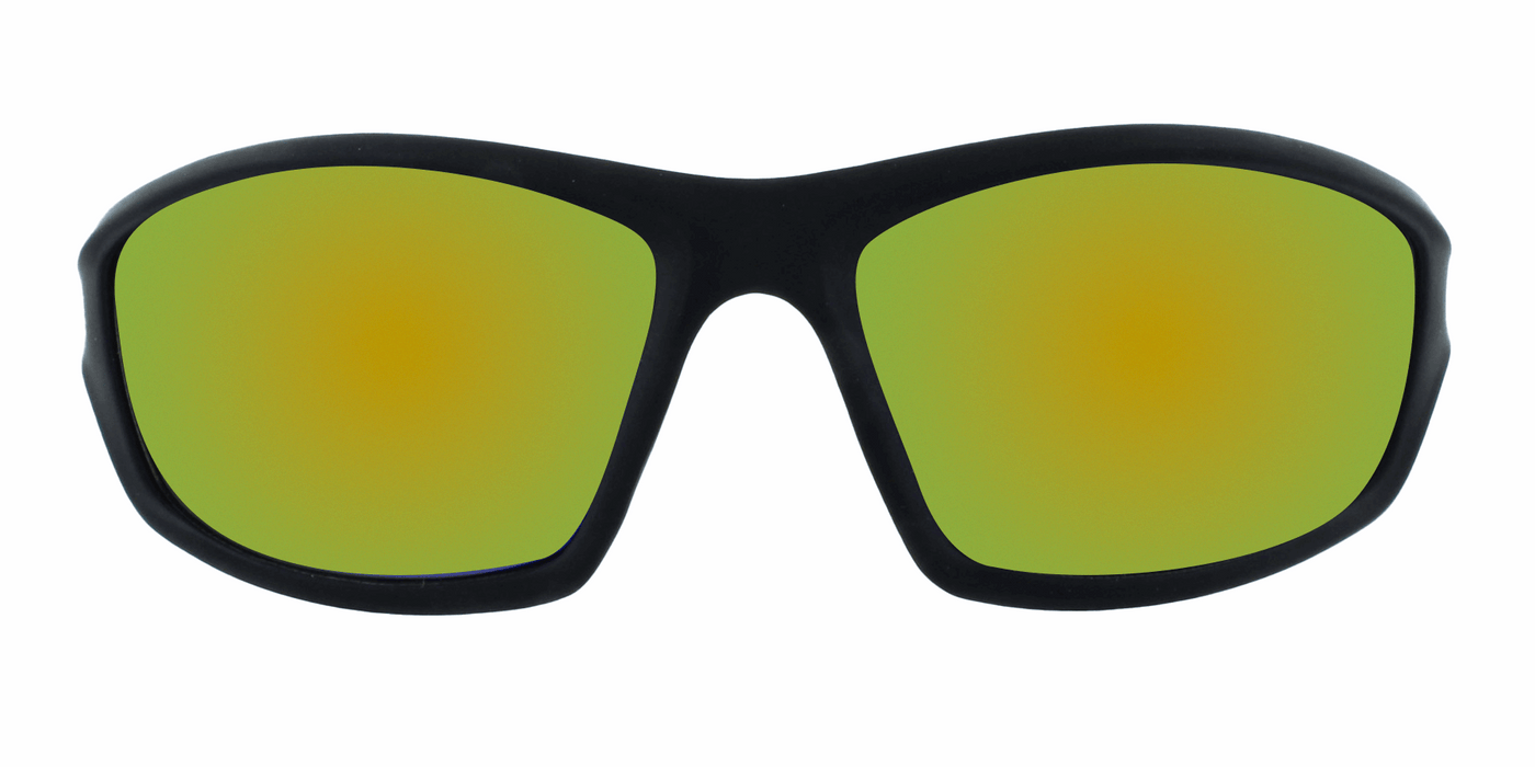 Dustin - Polarized Sports Wrap Black & Silver (Sunburst Mirror)