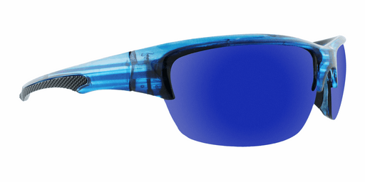 Apollo - Colorful Sports Mock Half-Rim Striped Blue Translucent (Blue Mirror)