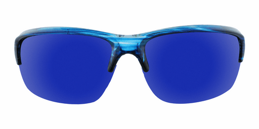 Apollo - Colorful Sports Mock Half-Rim Striped Blue Translucent (Blue Mirror)