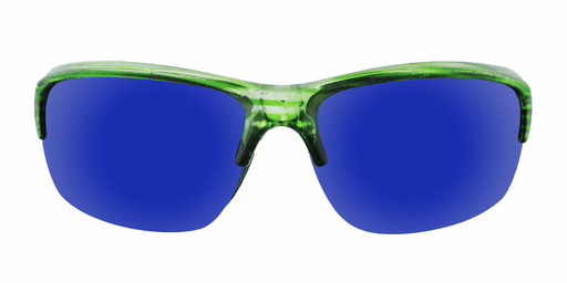 Apollo - Colorful Sports Mock Half-Rim Striped Green Translucent (Bluegreen Mirror)