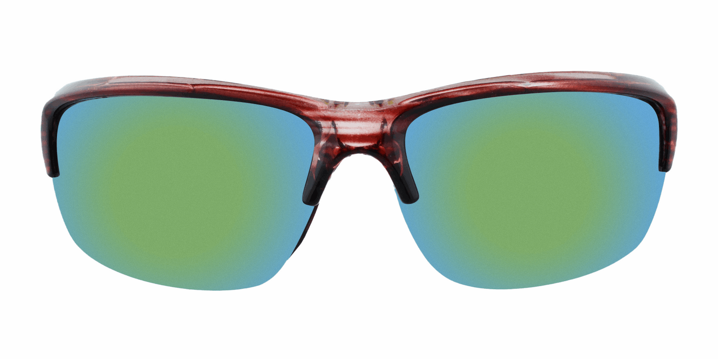 Apollo - Colorful Sports Mock Half-Rim Striped Red Translucent (Gold Mirror)