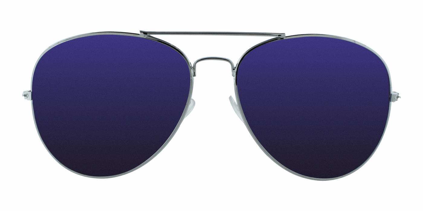 Flyover - Flat Lens Aviator Silver (Blue Mirror)