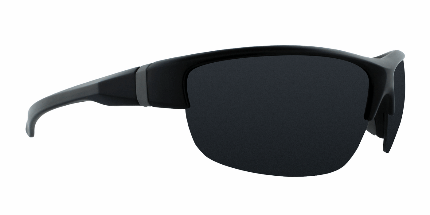 Robbie - Half-Rim Sports Black with Silver Accents (Smoked)