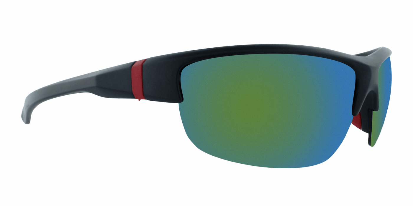 Robbie - Half-Rim Sports Charcoal with Red Accents (Gold Mirror)