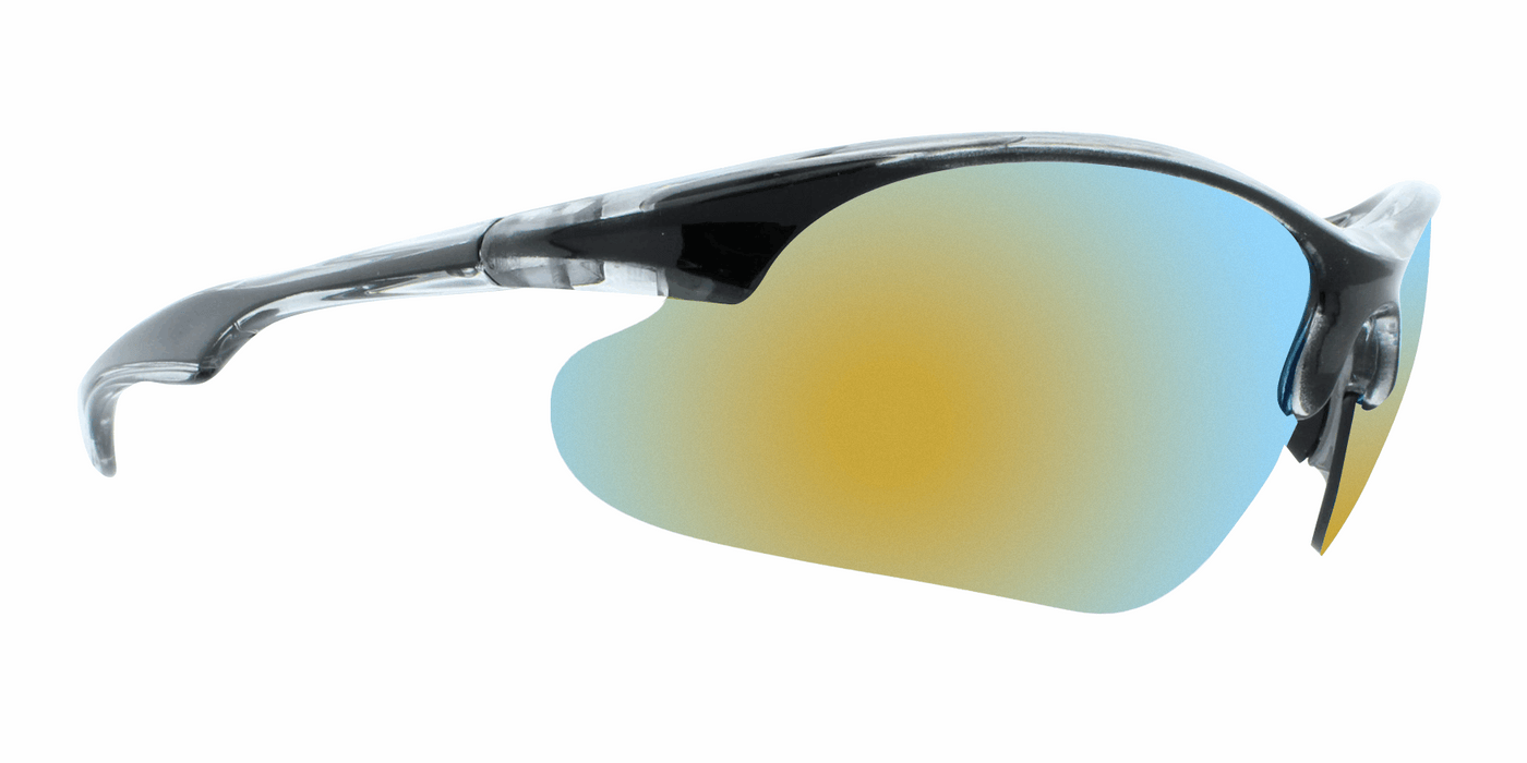 Valance - Polarized Colorful Sports Blade Black & Charcoal Translucent (Sunburst Mirror)