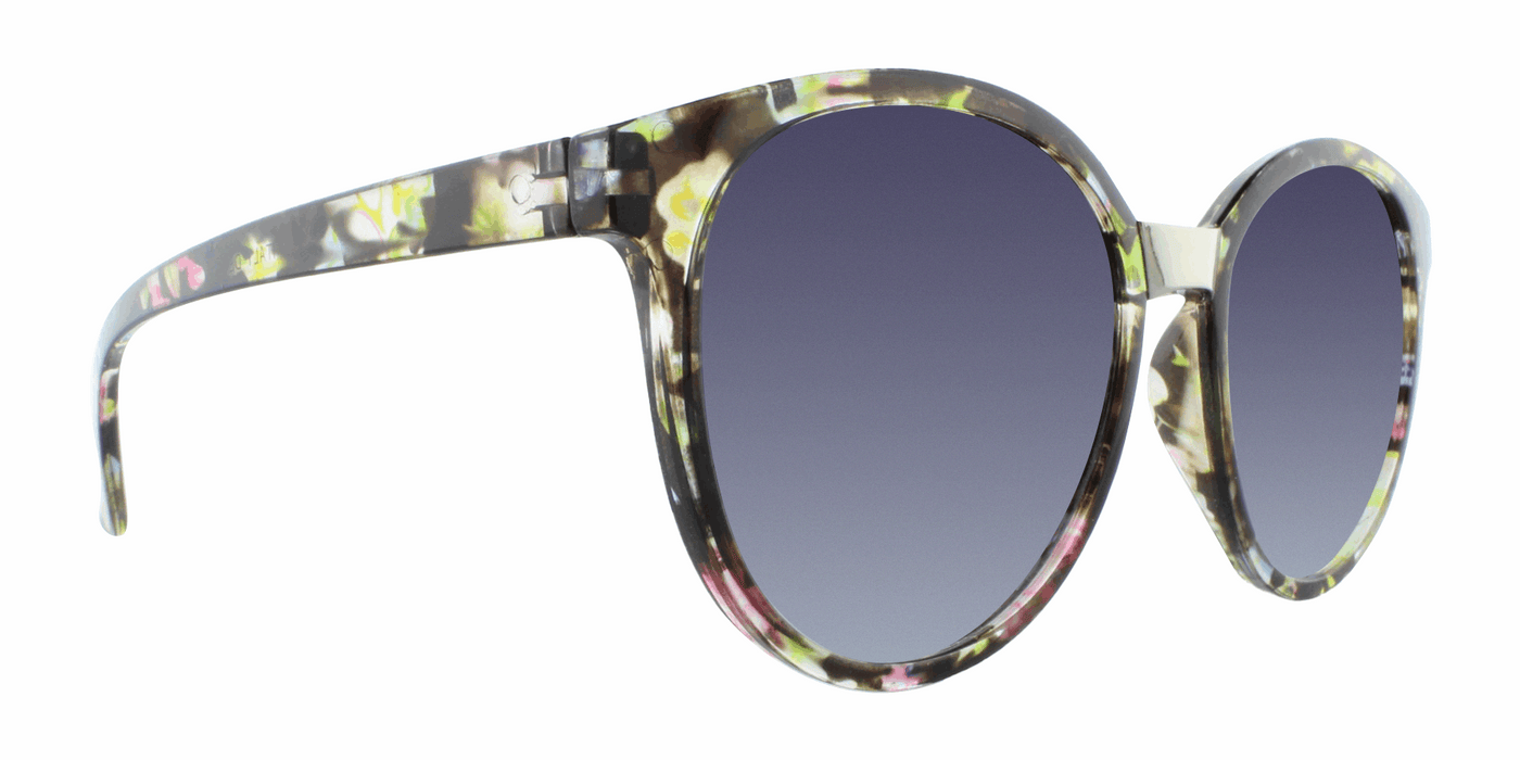 Vickie - Polarized Oversized Fashion Green & Black Floral (Smoked)