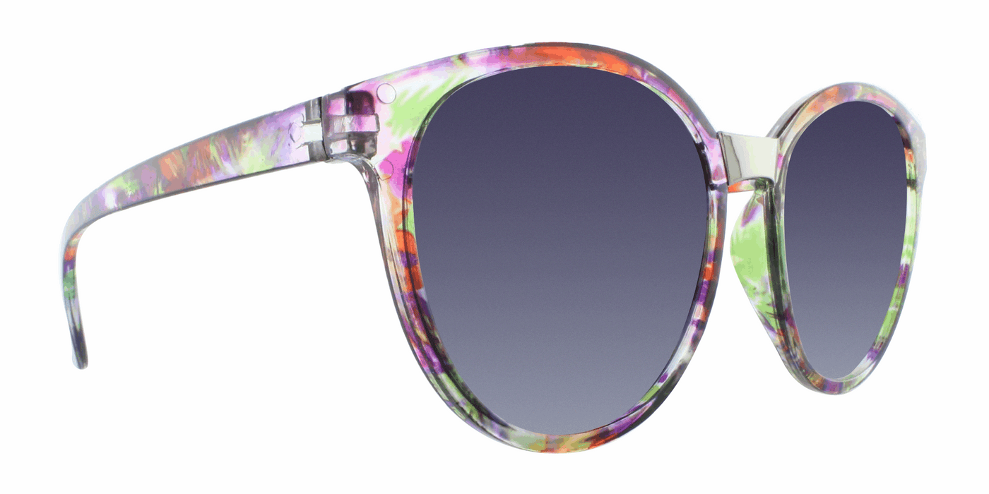 Vickie - Polarized Oversized Fashion Red & Purple Floral (Smoked)