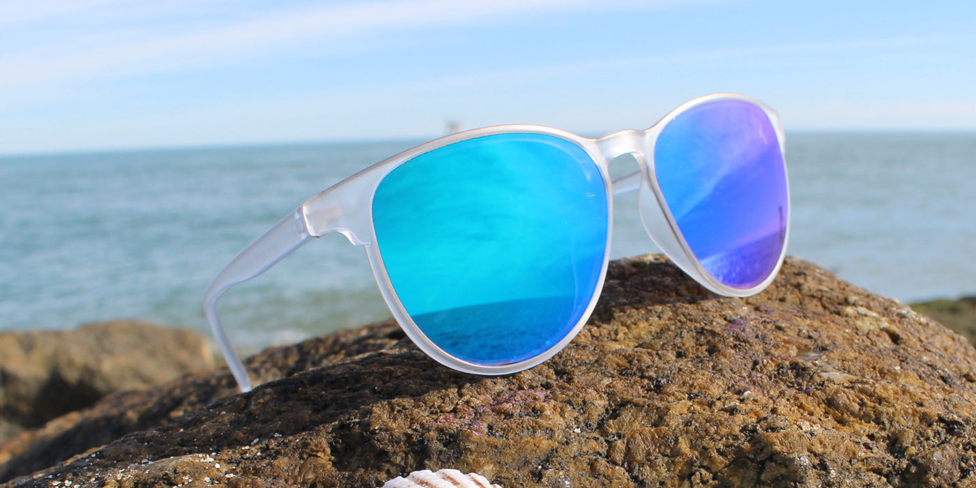 Audrey - Polarized Lightweight Fashion with Frosted Translucent Frame (Blue Mirror)