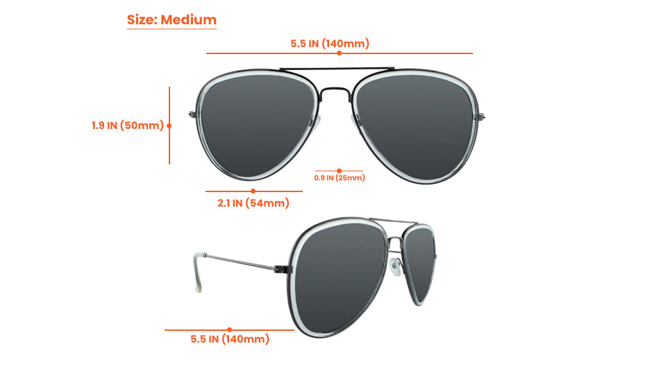 Drone -  Polarized Classic Aviator with Clear Rim and Gold Frame (Sunburst Mirror)