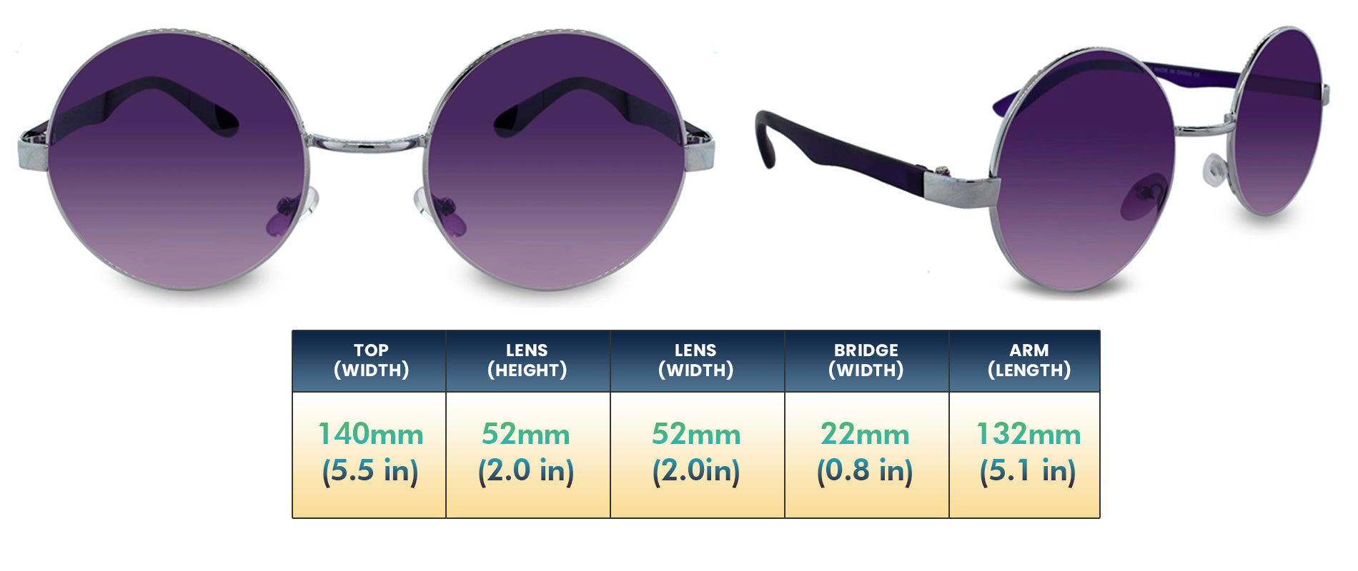 Dusk - Round Fashion Aviator Matte (Purple Mirror)