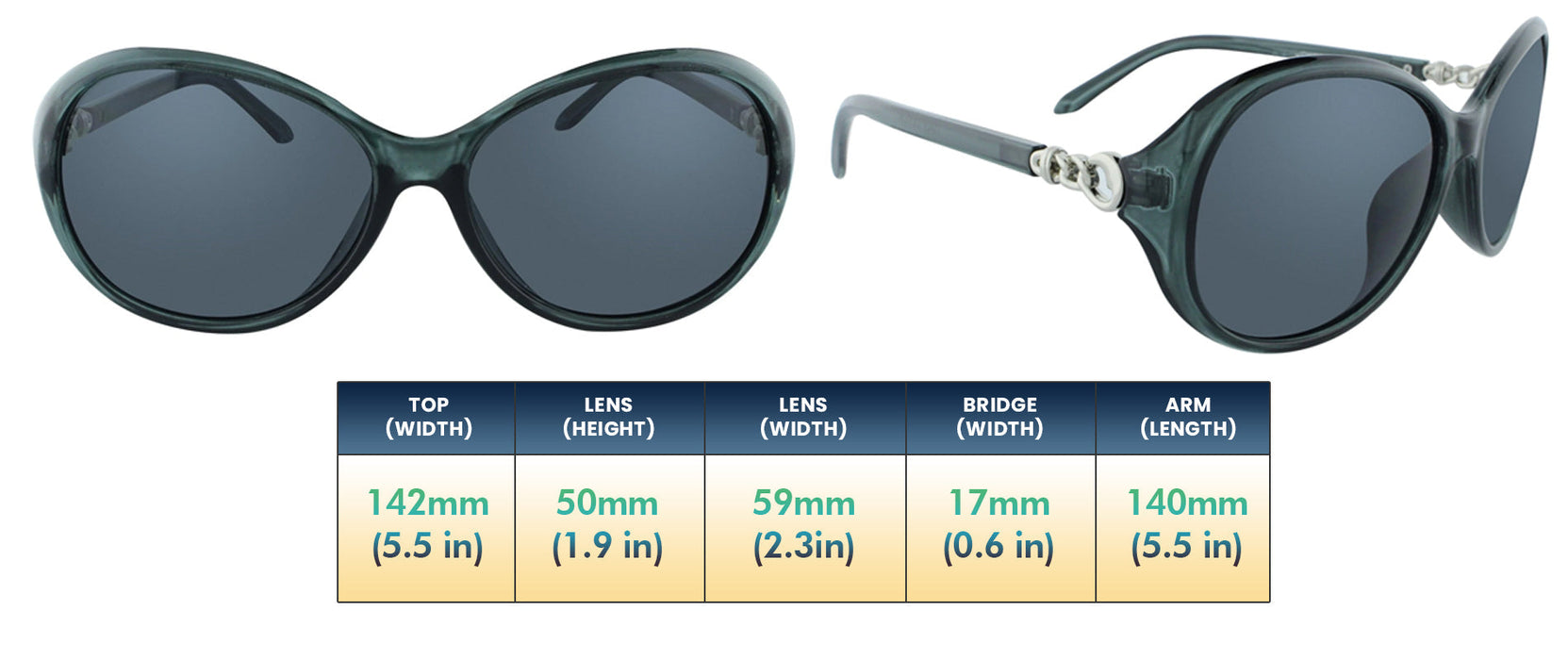 Haylea - Polarized Polished Fashion with Metal Accents (Smoked)