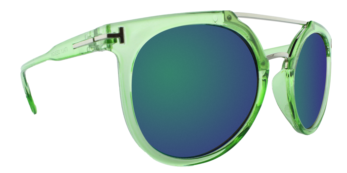 Heidi - Retro Fashion Lime Translucent (Blue Mirror)