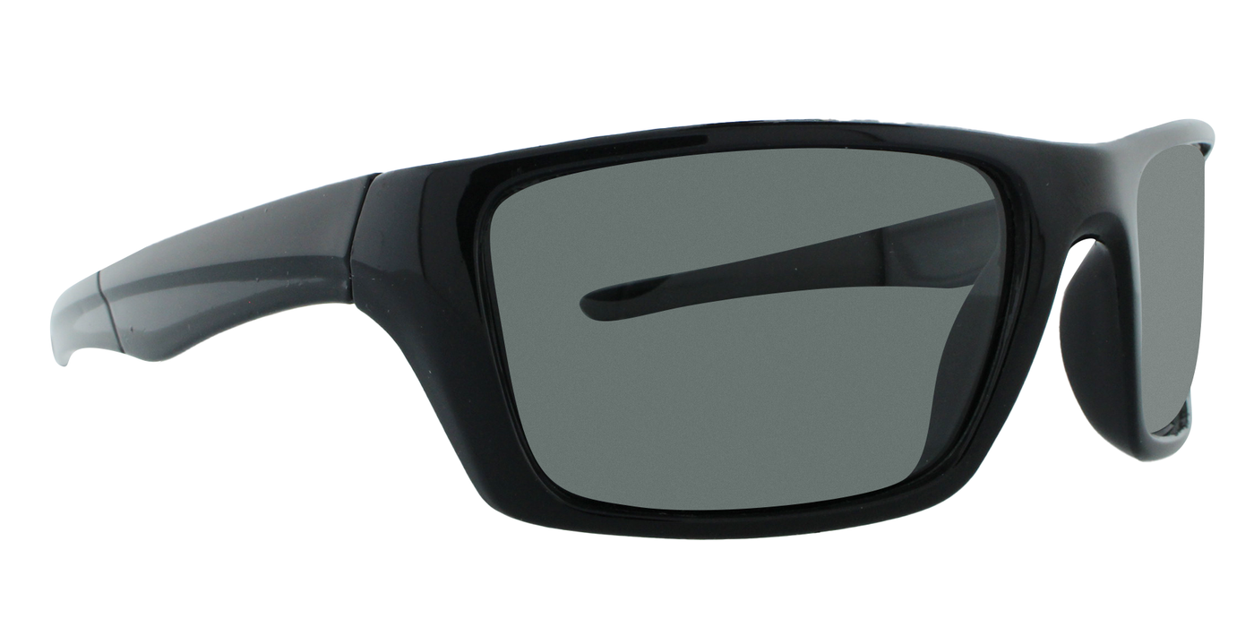 Hitch - Polarized Black Frame Sports Wrap Polished (Smoked Lens)