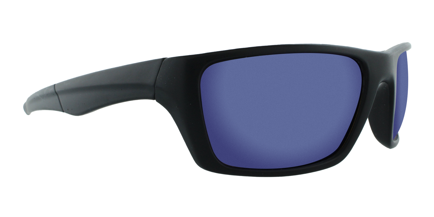Hitch - Polarized Black Frame Sports Wrap Matte (Blue Mirror)