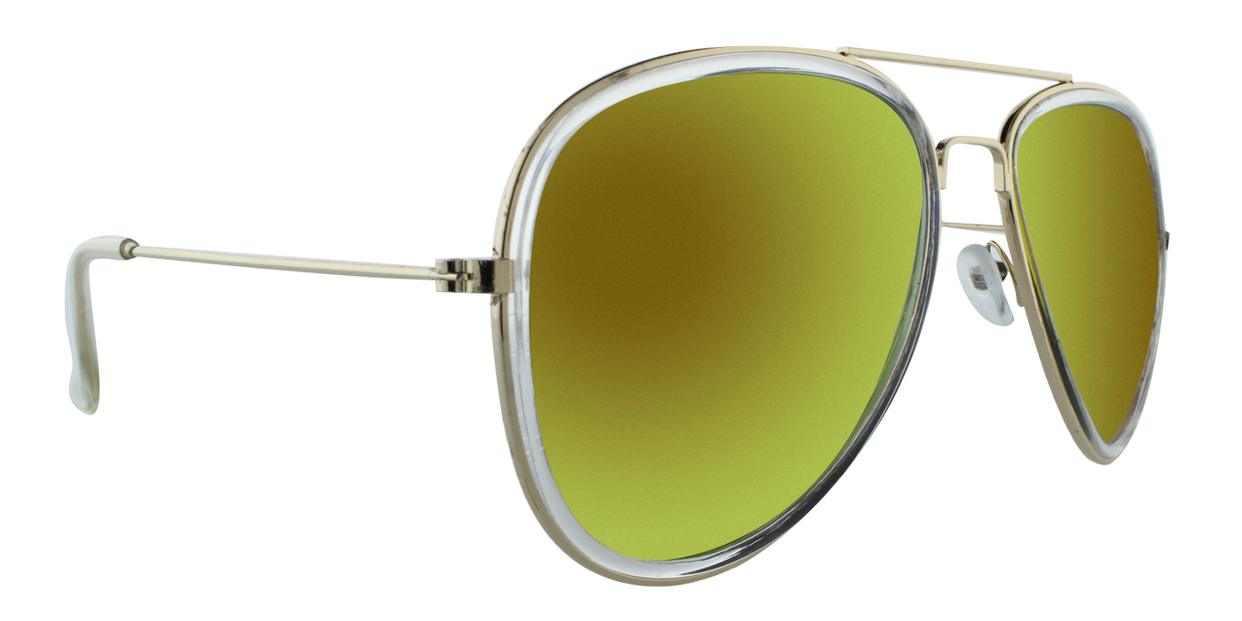 Drone -  Classic Aviator with Clear Rim and Gold Frame (Sunburst Mirror)