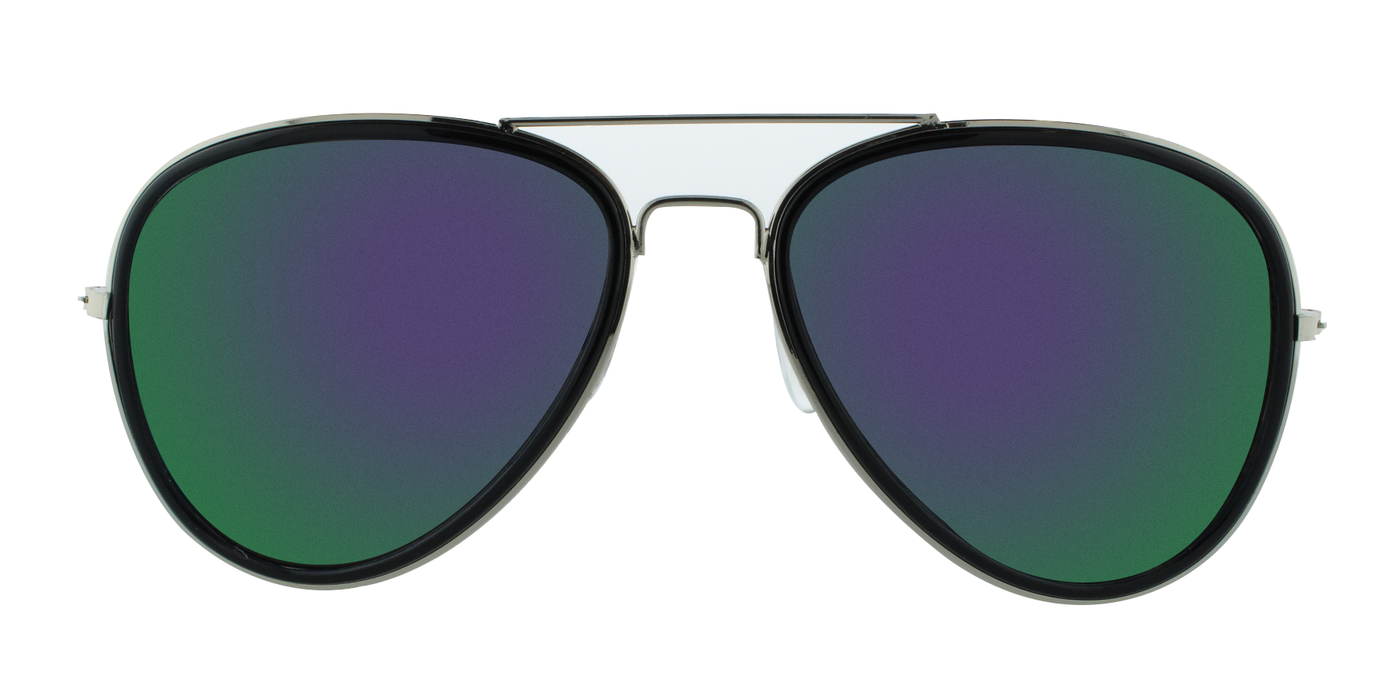 Drone -  Polarized Classic Aviator with Black Rim and Silver Frame (Iridescent Mirror)