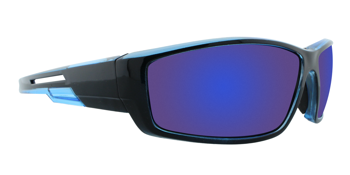 Thomas - Sports Wrap Black with Blue Translucent Inner Frame (Ice Mirror)