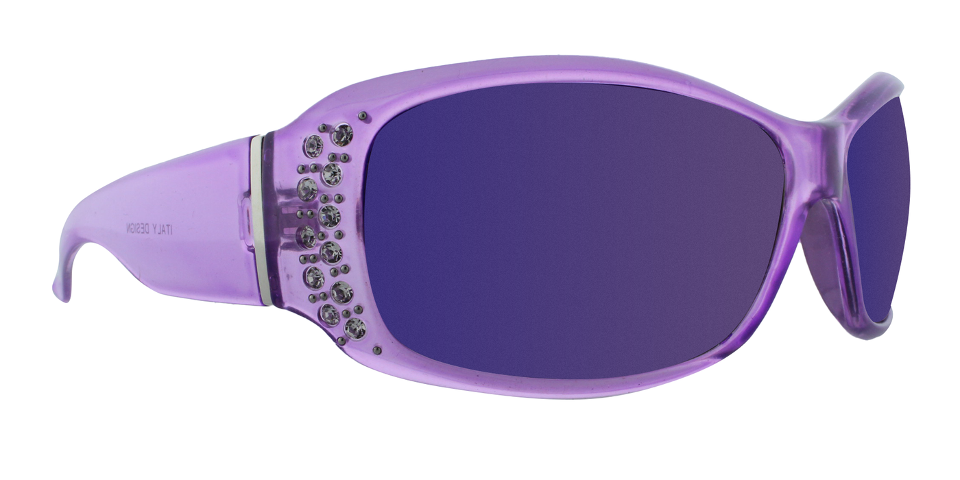 Adelynn - Thick Arm Purple with Rhinestones (Blue Mirror)