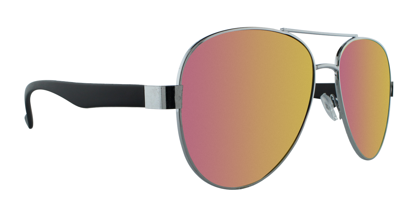 Solace - Fashion Aviator with Black Matte Finish (Pink Mirror)