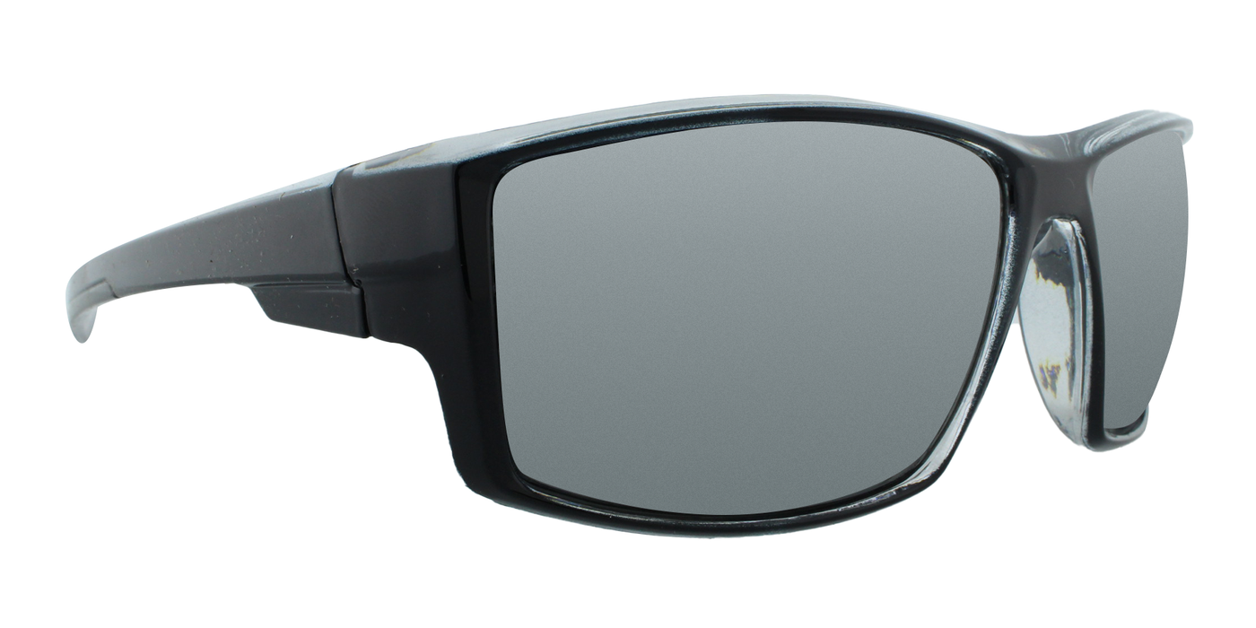 Brandon - Polarized Black Sports Wrap with Charcoal Translucent Inner (Silver Mirror)