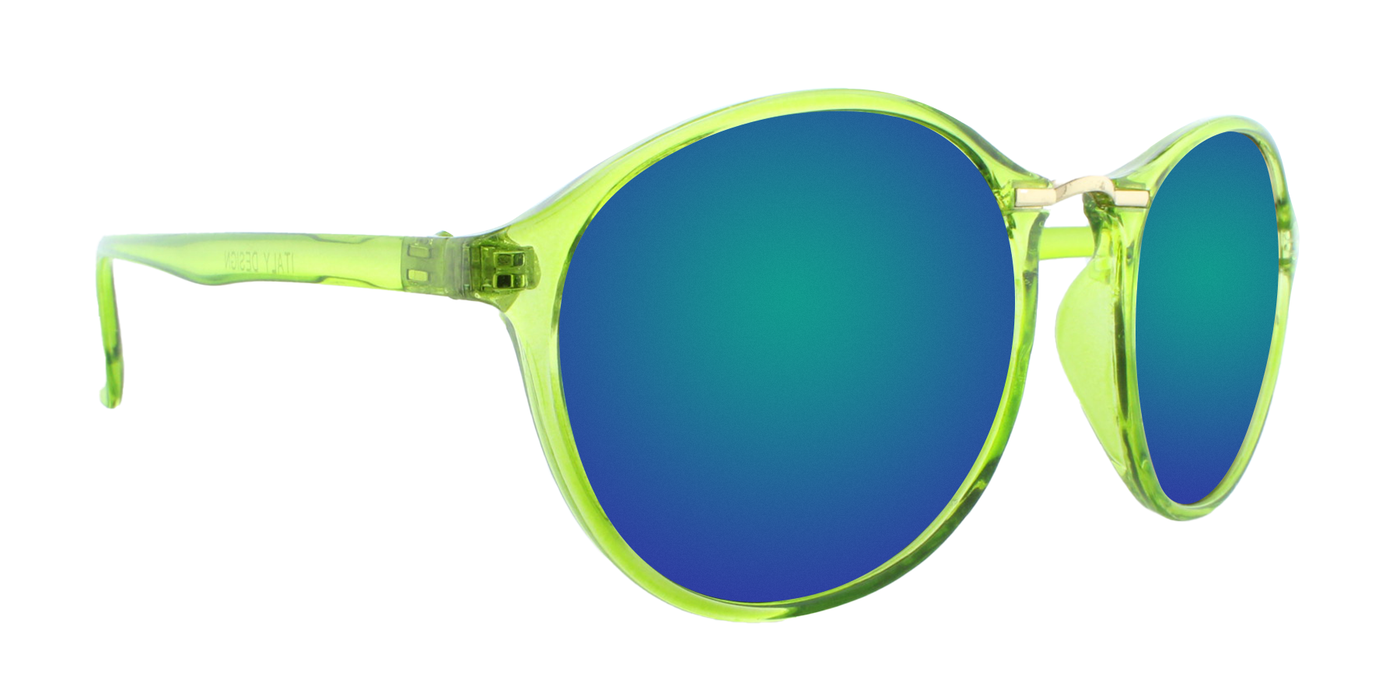 Jackie - Polarized Lightweight Fashion with Lime Translucent Frame (Ocean Blue Mirror)