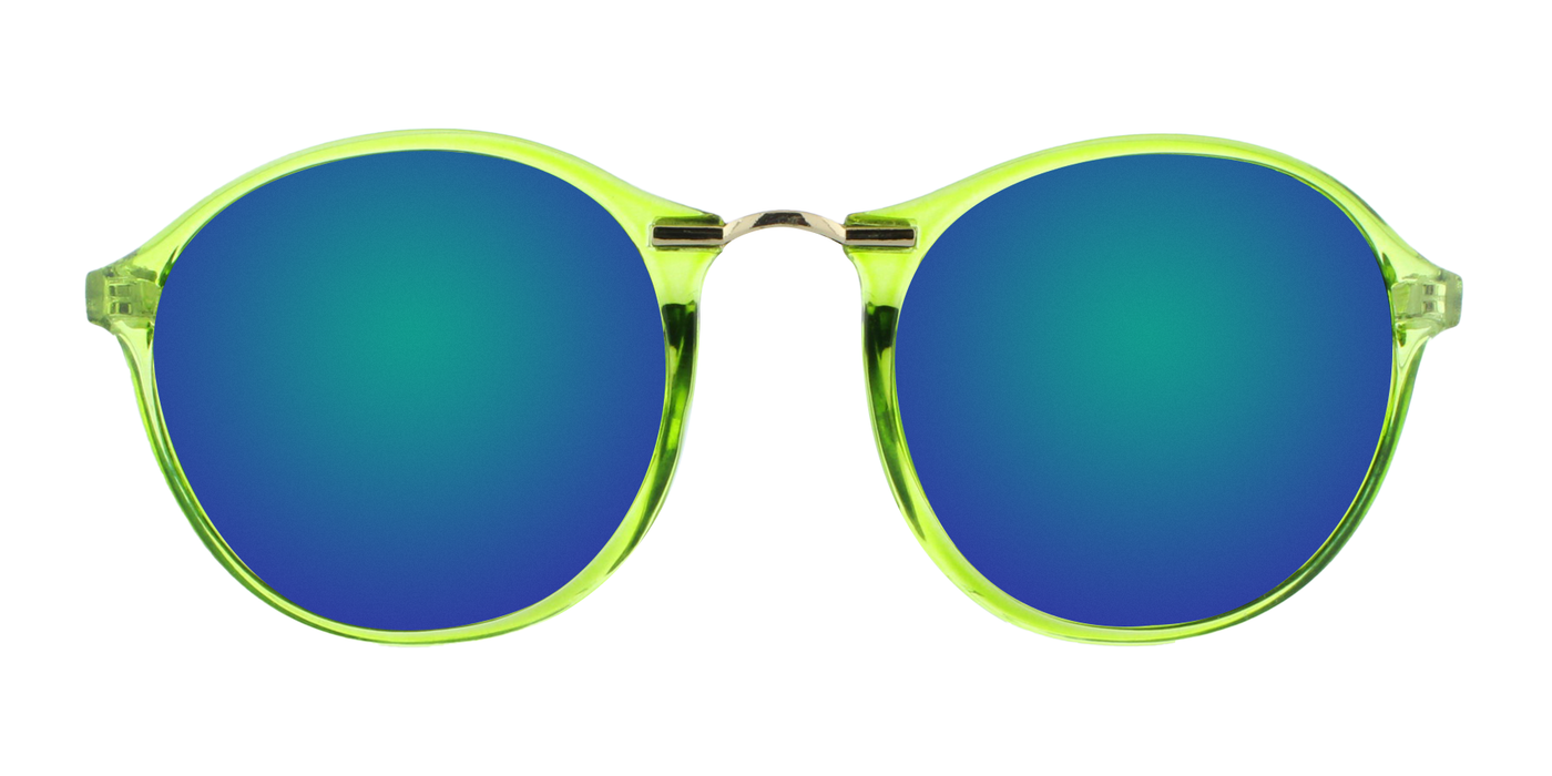 Jackie - Polarized Lightweight Fashion with Lime Translucent Frame (Ocean Blue Mirror)