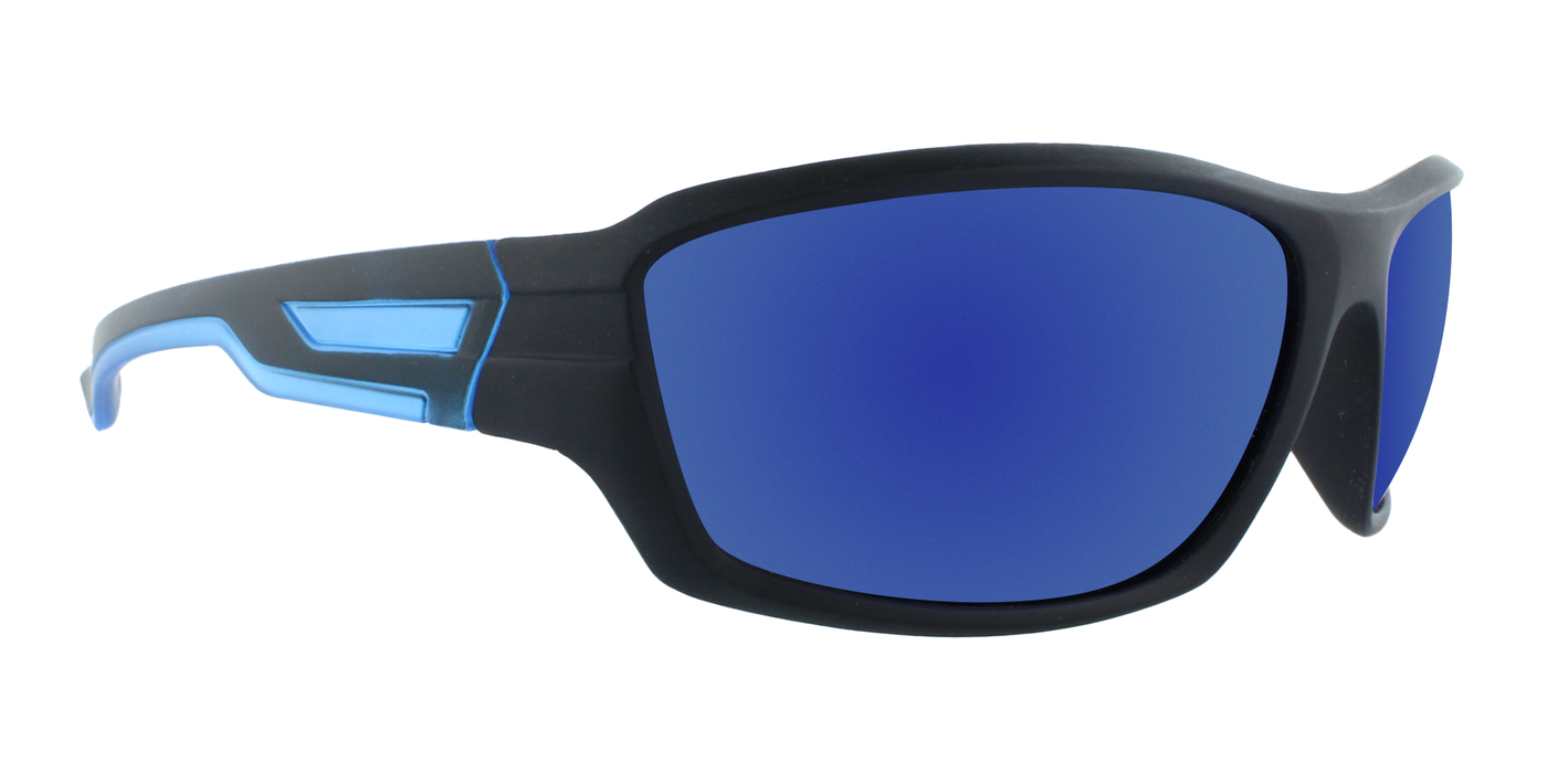 Barry - Polarized Sports Wrap Black & Blue (Ice Blue Mirror)