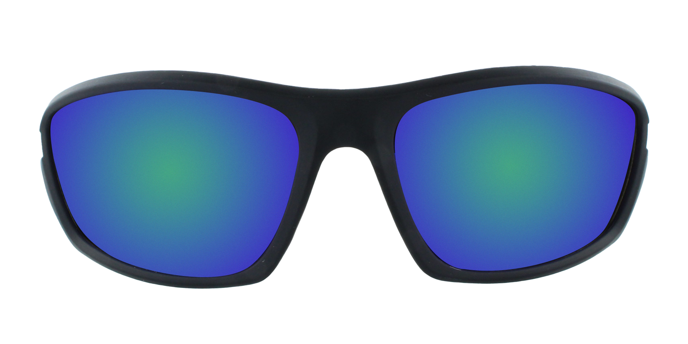 Barry - Polarized Sports Wrap Black with Green Accent (Blue-Green Mirror Lens)