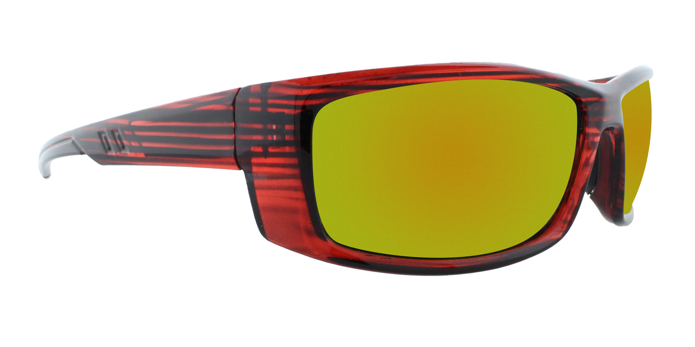 Backyard - Polarized Colorful Sports Wrap Red Translucent (Sunburst Mirror)