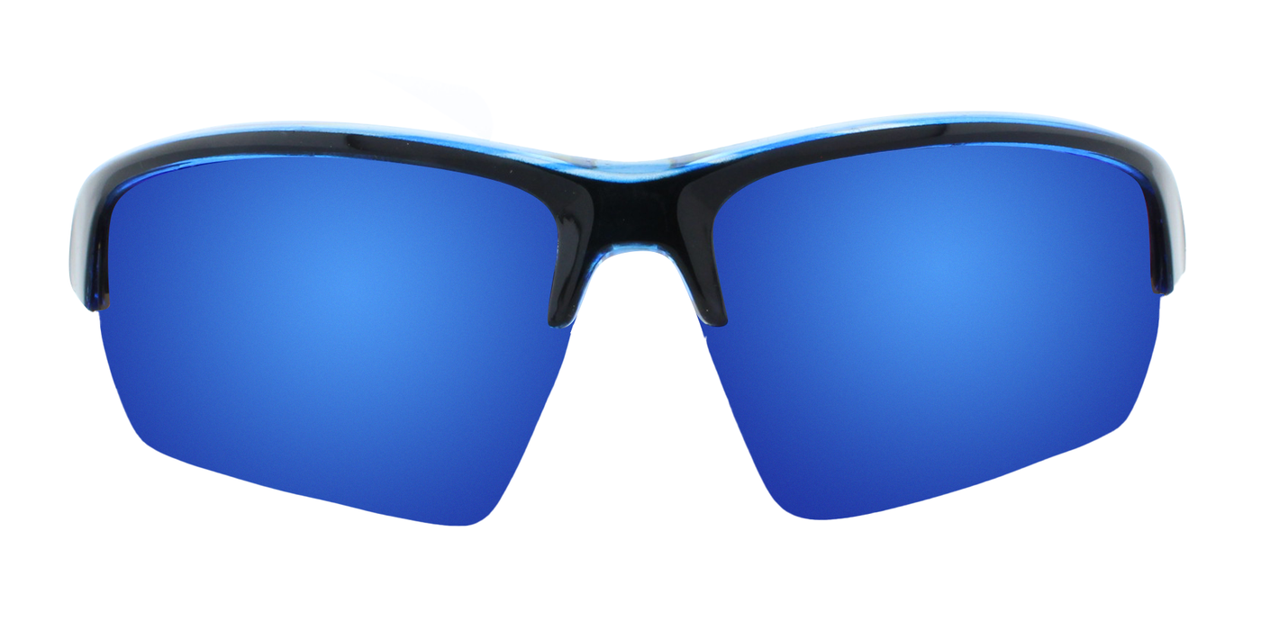Tanner - Polarized Colorful Sports Half-Rim Black & Blue Translucent (Ice Blue Mirror)