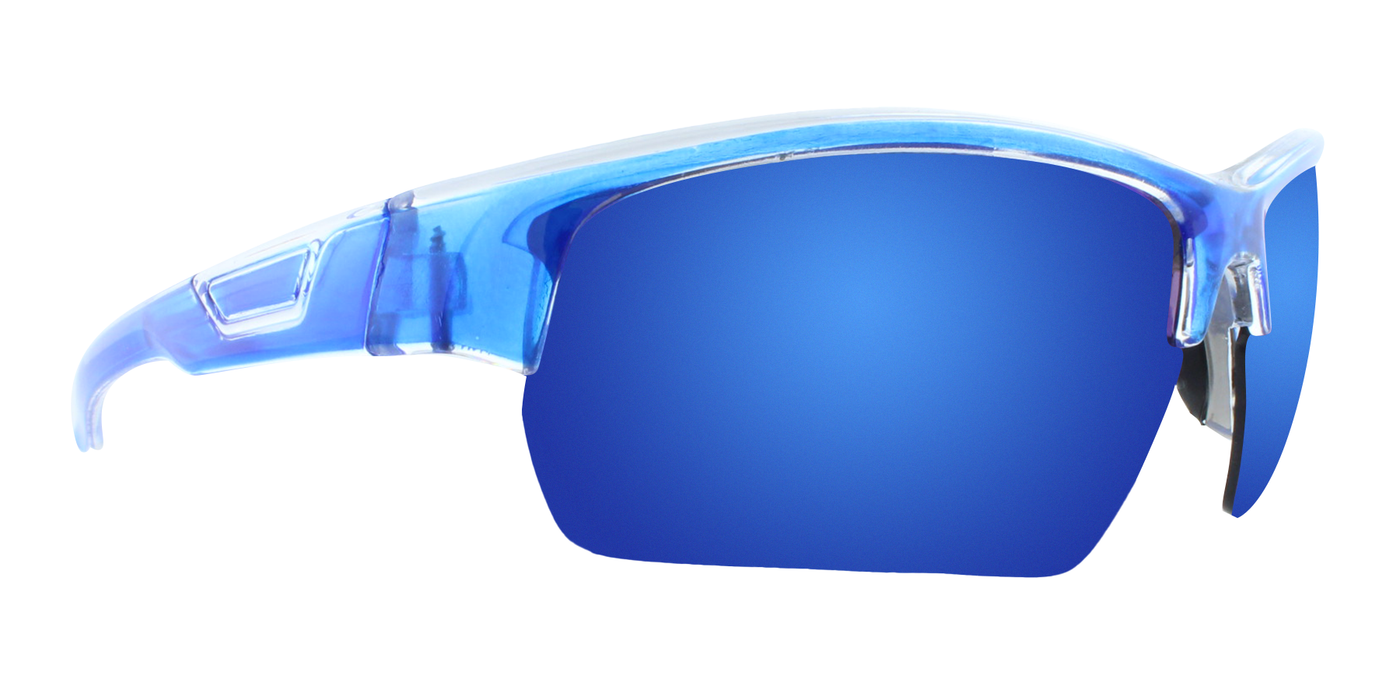 Tanner - Colorful Sports Half-Rim Blue Translucent & Clear (Ice Blue Mirror)