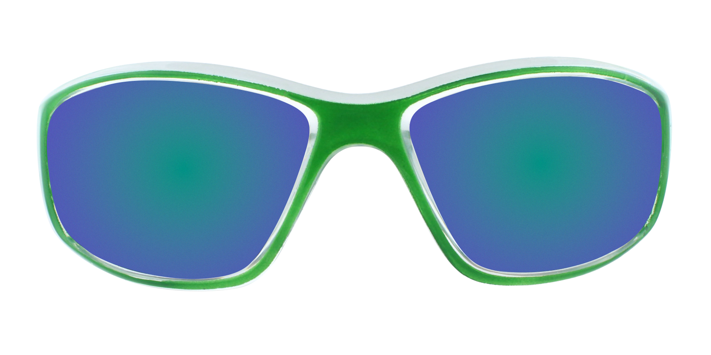 Wheeler - Polarized Classic Sports Wrap Green & Clear (Ocean Blue Mirror)