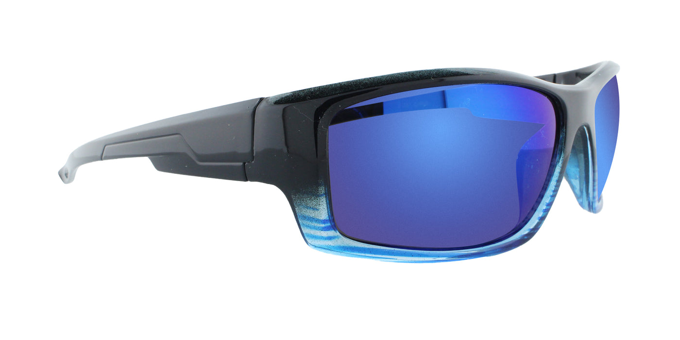 Defiance - Polarized Low-Profile Wrap Black & Blue (Blue Mirror)