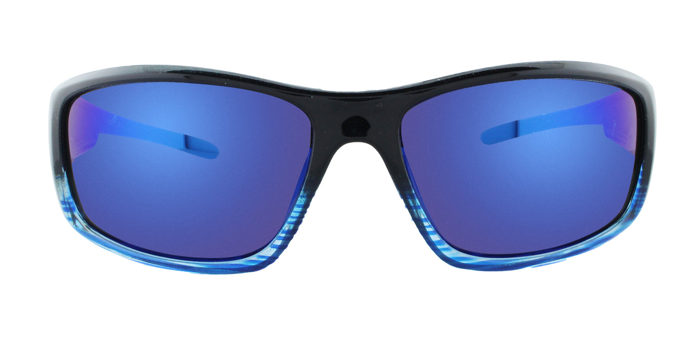 Defiance - Polarized Low-Profile Wrap Black & Blue (Blue Mirror)