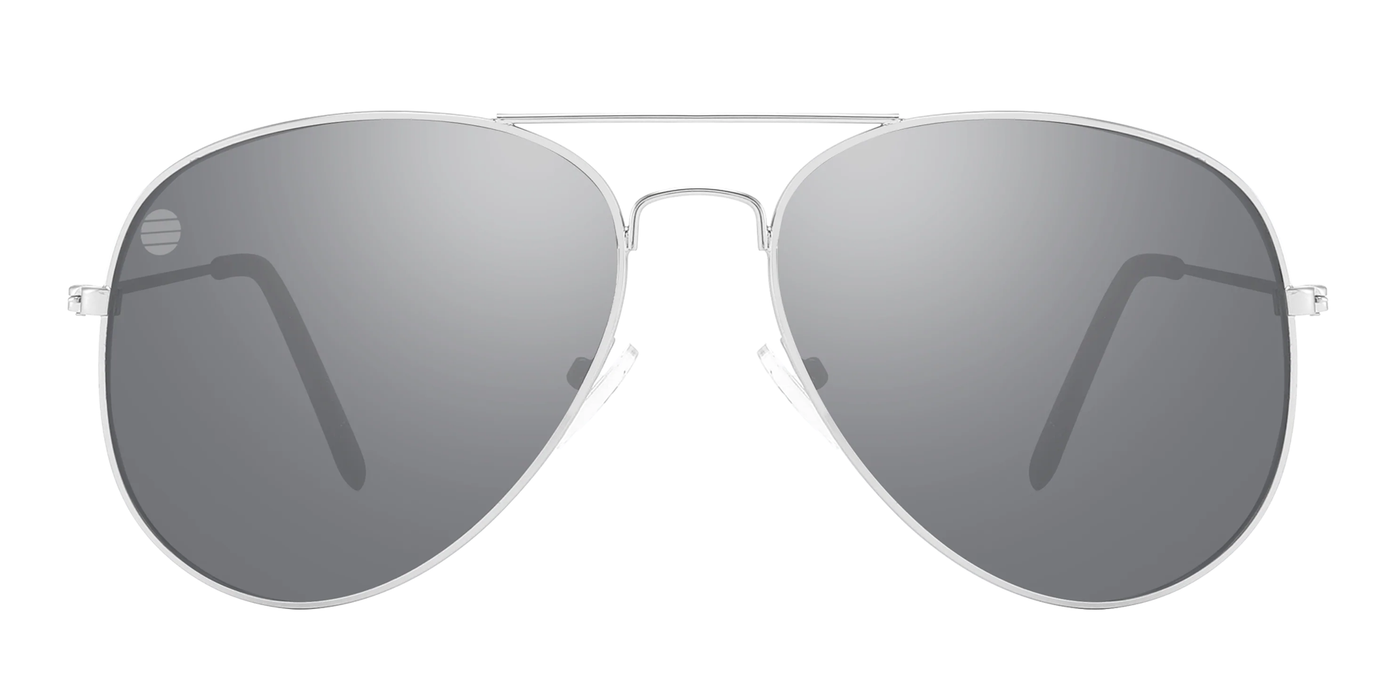 Charter - Mirrored Aviator Silver with Black Tips (Silver)