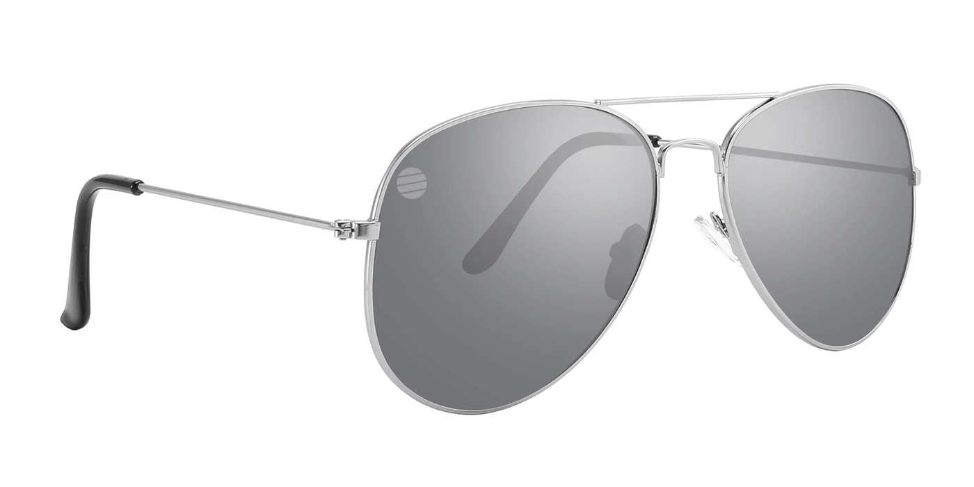 Charter - Mirrored Aviator Silver with Black Tips (Silver)