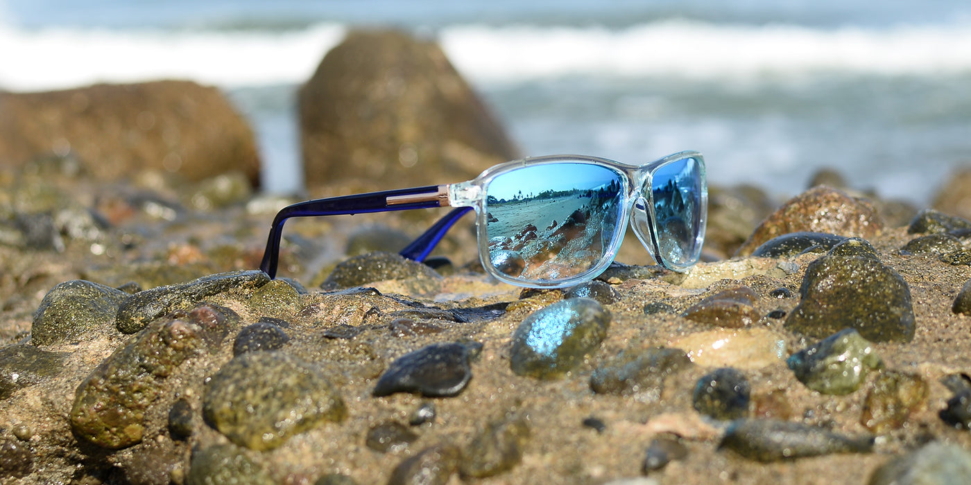 Nightshade - Clear Flash Mirror Club Glasses Blue (Blue Iridescent Miror)